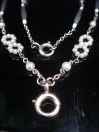 Image 7 of EDWARDIAN PLATINUM ENAMEL NATURAL SALTWATER PEARL CHAIN 21 INCHES