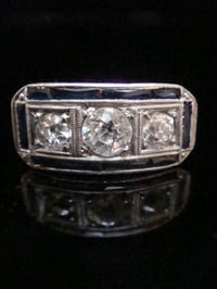 Image 9 of Art Deco 1920s platinum sapphire and diamond ring