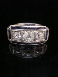 Image 1 of Art Deco 1920s platinum sapphire and diamond ring