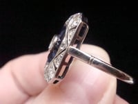 Image 2 of Art Deco 1920s 18ct white gold calibre cut sapphire and diamond ring