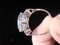 Image 3 of 1930s 18CT WHITE GOLD NATURAL 7ct AQUAMARINE AND DIAMOND 0.60ct RING