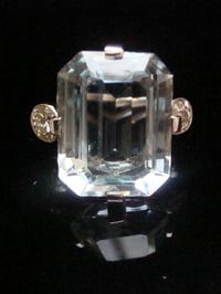 Image 5 of 1930s 18CT WHITE GOLD NATURAL 7ct AQUAMARINE AND DIAMOND 0.60ct RING