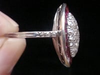 Image 5 of Art Deco 18ct natural ruby and diamond marquis cluster ring