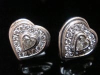 Image 7 of Large modern Platinum natural diamond 1.40ct cluster heart earrings 9g