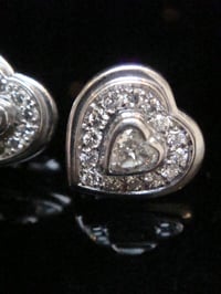 Image 8 of Large modern Platinum natural diamond 1.40ct cluster heart earrings 9g