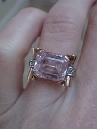 Image 4 of FINE QUALIY RETRO 18CT NATURAL KUNZITE DIAMOND TANK COCKTAIL RING 5G