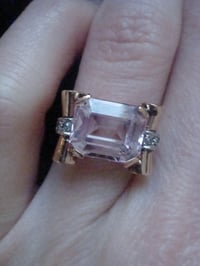 Image 5 of FINE QUALIY RETRO 18CT NATURAL KUNZITE DIAMOND TANK COCKTAIL RING 5G