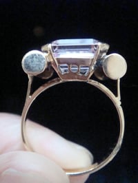 Image 2 of FINE QUALIY RETRO 18CT NATURAL KUNZITE DIAMOND TANK COCKTAIL RING 5G