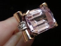 Image 3 of FINE QUALIY RETRO 18CT NATURAL KUNZITE DIAMOND TANK COCKTAIL RING 5G