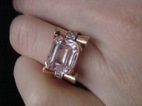 Image 7 of FINE QUALIY RETRO 18CT NATURAL KUNZITE DIAMOND TANK COCKTAIL RING 5G