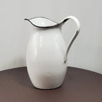Image 3 of  Enamelware Water Pitcher With Blue Trim, L&G Mfg. #950
