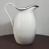 Image 1 of  Enamelware Water Pitcher With Blue Trim, L&G Mfg. #950