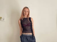 Image 1 of Ruffles Mesh Top Deep Blue
