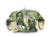 Image 1 of Sade Adu custom upcycled reworked Screen Print green bleached sweatshirt