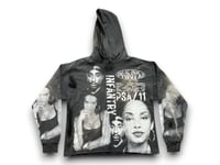 Image 1 of Sade Adu 2pac lauren Hill custom upcycled reworked Screen Print gray bleached hoodie