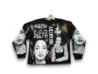 Image 1 of Sade Adu 2pac lauren Hill custom upcycled reworked Screen Print black bleached hoodie
