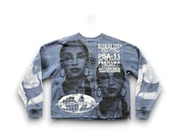 Image 1 of Sade Adu Lauren hill custom upcycled reworked Screen Print ash blue sweatshirt