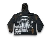 Image 2 of Alchemy Surplus Pennwood custom upcycled reworked Screen Print bleach black hoodie