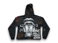 Image 2 of Alchemy Surplus Montclair State custom upcycled reworked Screen Print bleach black hoodie