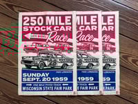 Image 1 of 250 Mile Stock Car Race Linocut Print  FREE SHIPPING