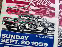 Image 2 of 250 Mile Stock Car Race Linocut Print  FREE SHIPPING