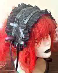 Image 1 of black embossed pleather headdress