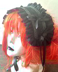 Image 2 of black embossed pleather headdress
