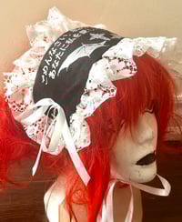 Image 2 of black velvet x white bat wing print headdress