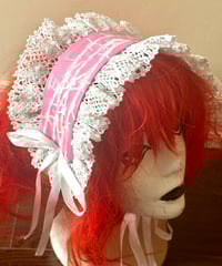 Image 1 of pink pvc x white barbed wire print headdress