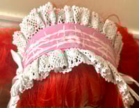 Image 2 of pink pvc x white barbed wire print headdress