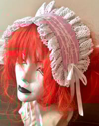 Image 3 of pink pvc x white barbed wire print headdress
