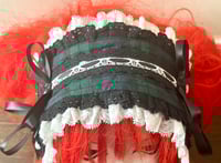 Image 3 of green/navy tartan x b&w headdress