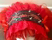 Image 3 of black x red barbed wire metal screw headdress