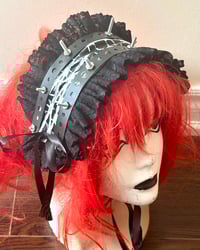 Image 2 of black x black barbed wire metal screw headdress