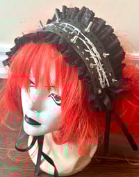 Image 1 of black x black barbed wire metal screw headdress