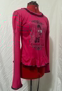 Image 2 of hot pink x black perilous heart print long sleeve cutsew 