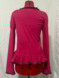 Image 4 of hot pink x black perilous heart print long sleeve cutsew 