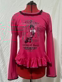 Image 1 of hot pink x black perilous heart print long sleeve cutsew 