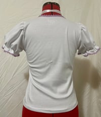 Image 3 of white x purple cobweb print cutsew