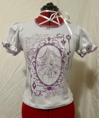 Image 1 of white x purple cobweb print cutsew