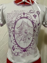 Image 2 of white x purple cobweb print cutsew