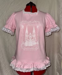 Image 1 of (plus size) pink x white monophobia print cutsew