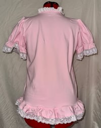 Image 2 of (plus size) pink x white monophobia print cutsew