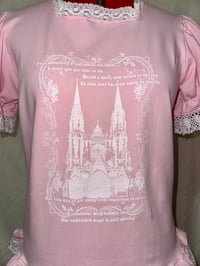 Image 3 of (plus size) pink x white monophobia print cutsew