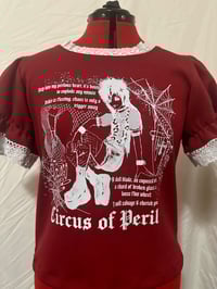 Image 3 of (plus size) red x white perilous heart print cutsew 