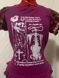Image 3 of (discounted) maroon x red tartan skull print cutsew
