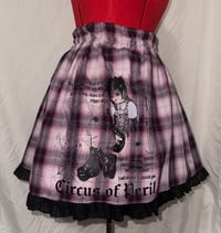 Image 1 of pink plaid x black perilous heart print skirt
