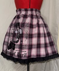 Image 2 of pink plaid x black perilous heart print skirt