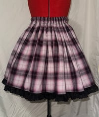 Image 4 of pink plaid x black perilous heart print skirt