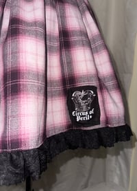 Image 6 of pink plaid x black perilous heart print skirt